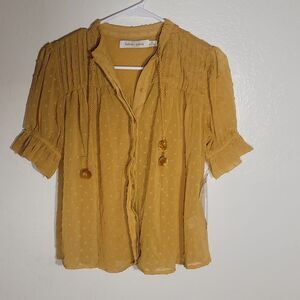 Bishop + Young Sienna Blouse XS NWT Golden Rod Button Down Top MSRP $105